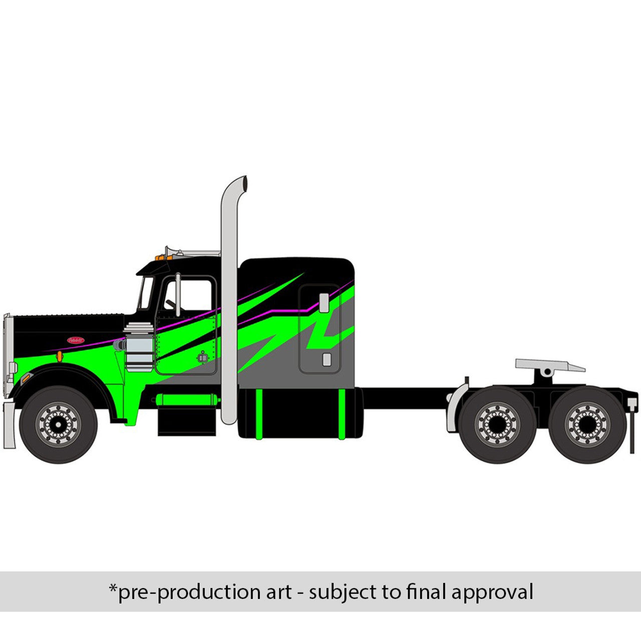 1973 Peterbilt 359 - Black and Lime (1:64)