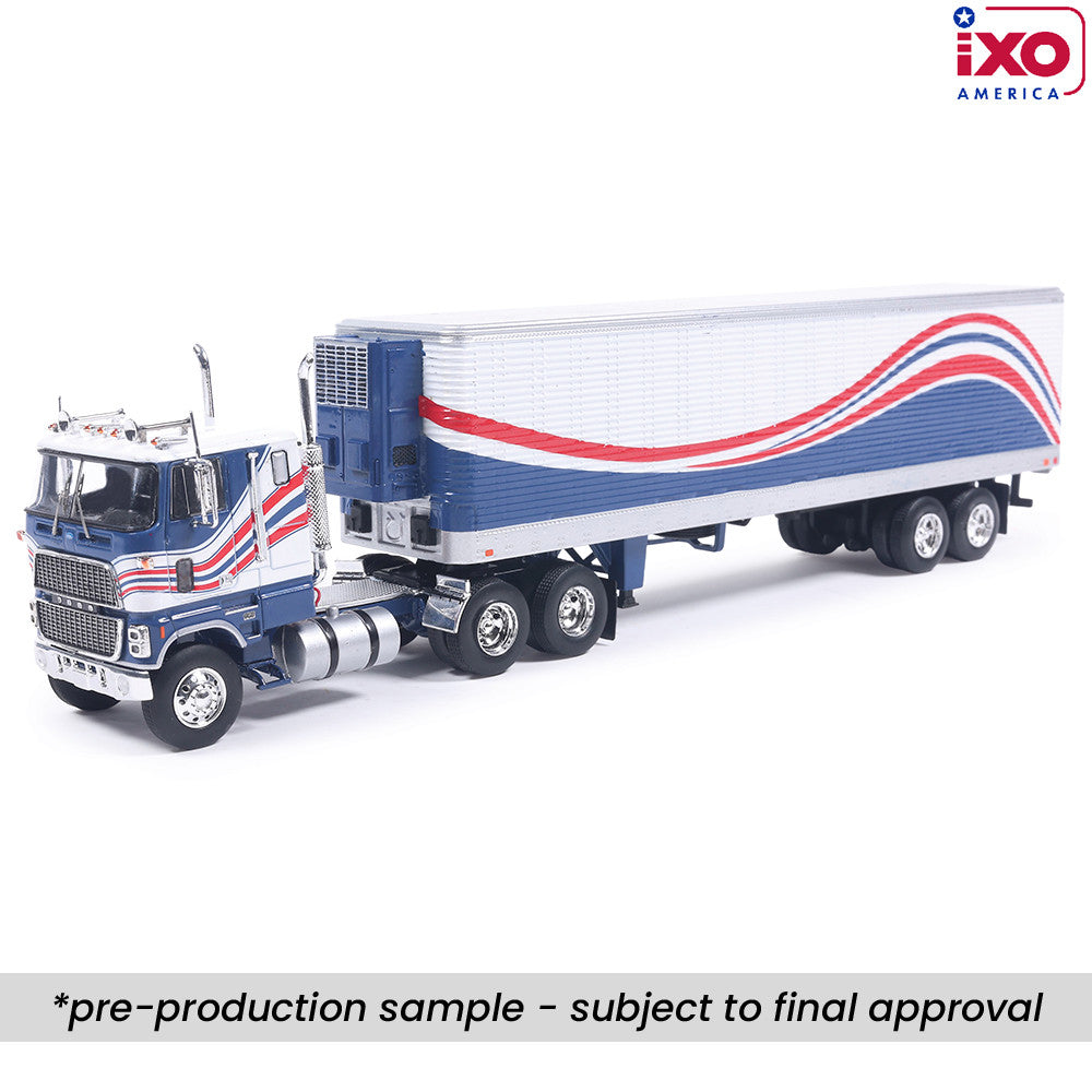 (PRE-0RDER 2026) 1976 Ford CL 9000 w/ Vintage Trailer - (Red/White/Blue)