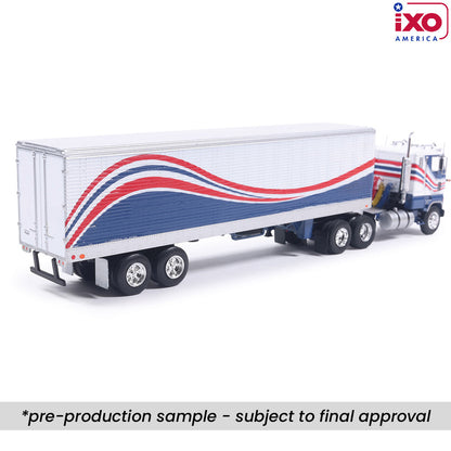 (PRE-0RDER 2026) 1976 Ford CL 9000 w/ Vintage Trailer - (Red/White/Blue)