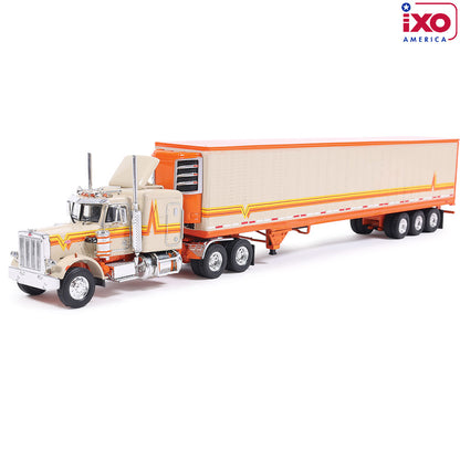 (PRE-0RDER 2026) 1973 Peterbilt 359 w/Trailer - (Orange/Cream)