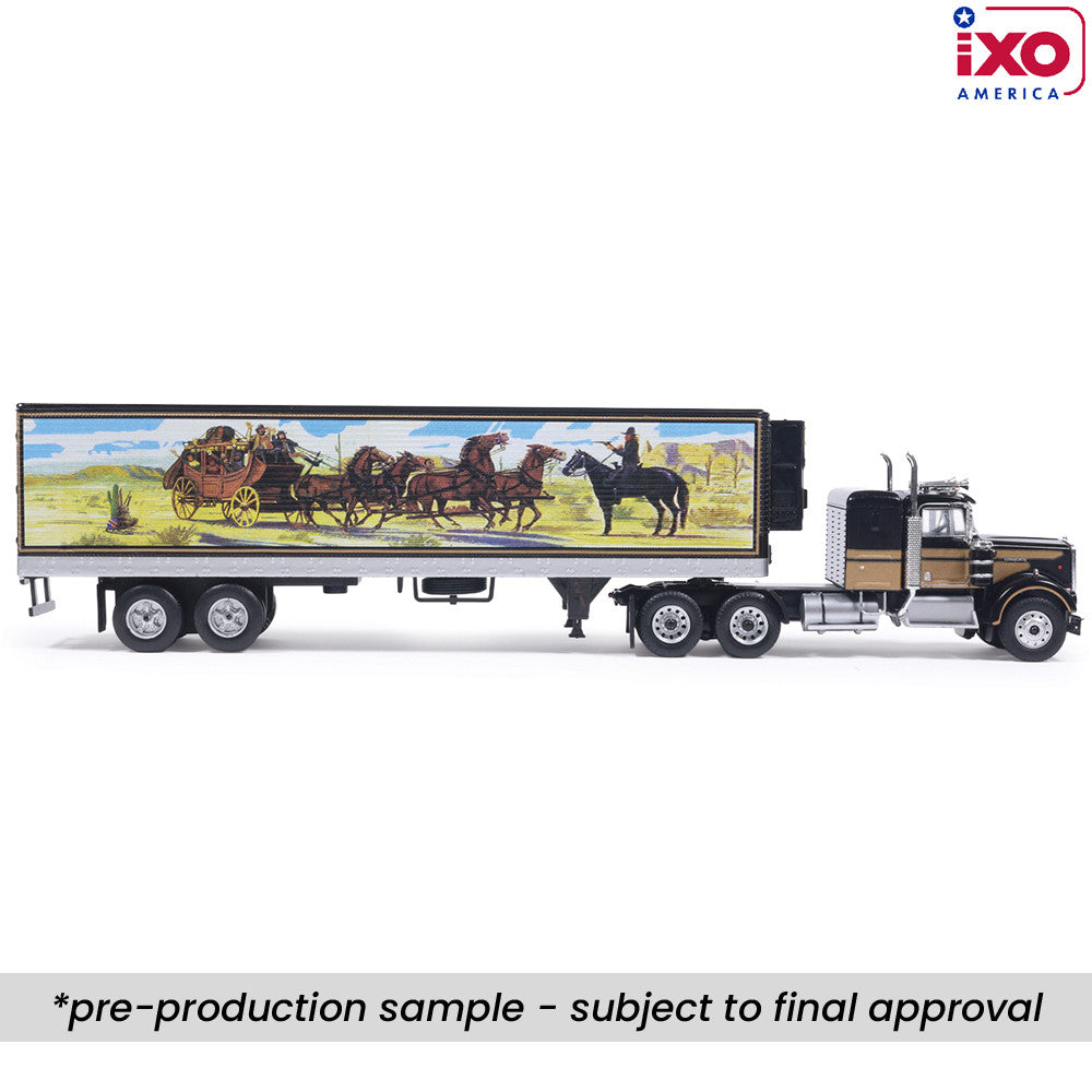 (PRE-ORDER 2026) IXO AMERICA 1/64- 1976 Kenworth W900 - Black with Trailer U64TRTR004S