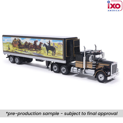 (PRE-ORDER 2026) IXO AMERICA 1/64- 1976 Kenworth W900 - Black with Trailer U64TRTR004S