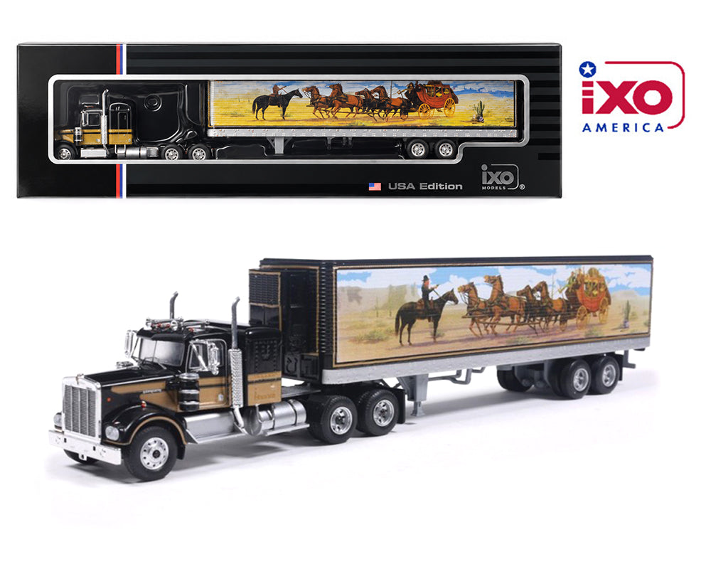 IXO AMERICA 1/64- 1976 Kenworth W900 - Black with Trailer U64TRTR004S