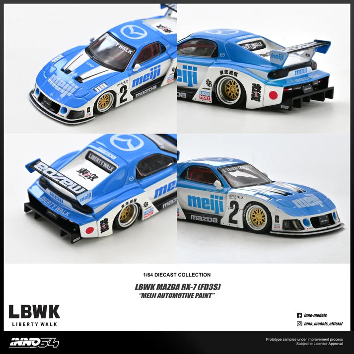(PRE-ORDER 2026) LBWK Mazda RX-7 FD3S « Meiji Automotive Paint » – INNO64 1:64 IN64-LBWKRX7-10