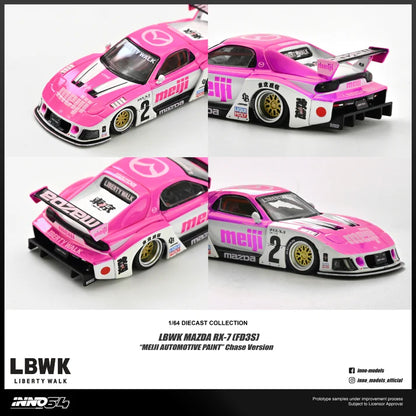 (PRE-ORDER 2026) LBWK Mazda RX-7 FD3S « Meiji Automotive Paint » – INNO64 1:64 IN64-LBWKRX7-10