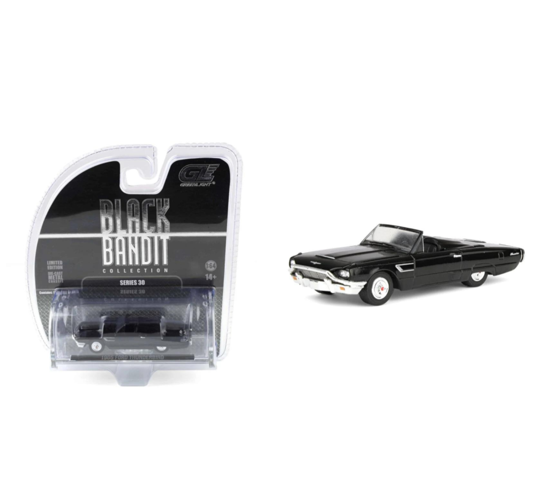GreenLight 1:64 1965 Ford Thunderbird with Tonneau Cover Black – Black Bandit Series 30 – GL28170-E