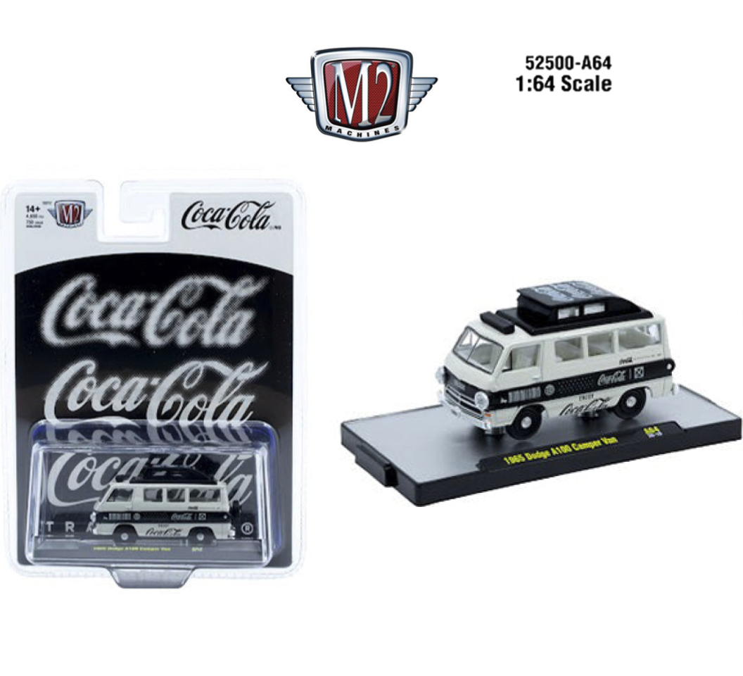 1965 Dodge A100 Camper Van – M2 Machines 1:64 Coca-Cola Release A64 – 52500-A64-B