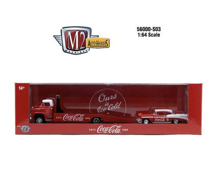 1958 Chevrolet Spartan LCF &amp; 1956 Chevrolet Bel Air – M2 Machines 1:64 Coca-Cola Auto-Haulers Release S03 – 56000-S03-A