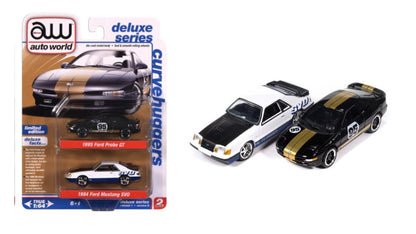 Duo Pack 1995 Ford Probe GT &amp; 1984 Ford Mustang SVO – Auto World 1:64 – AW2PK008-B-3