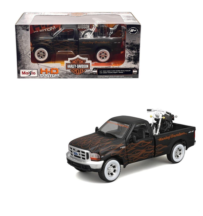 Maisto 1:24 1999 Ford F-350 with Harley-Davidson FXSTB Night Train – H-D Custom – 32181BK