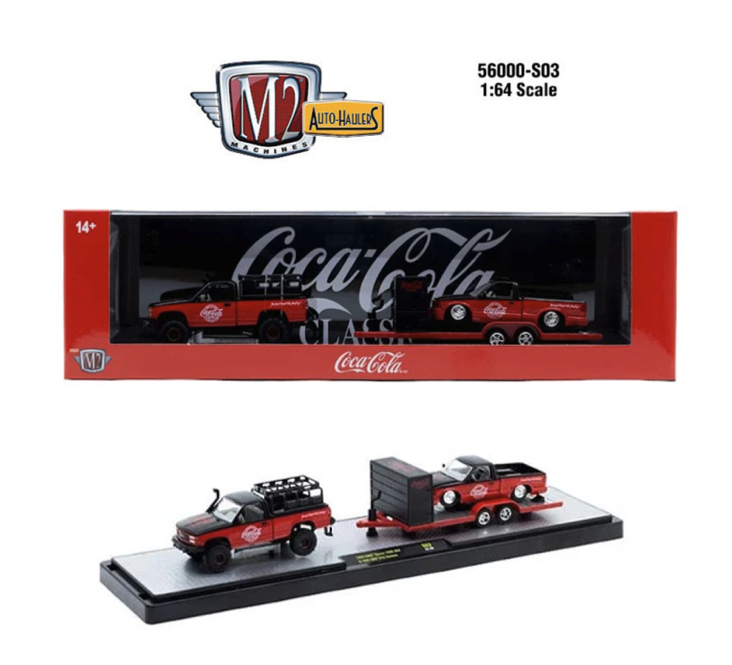1998 GMC Sierra 1500 4X4 &amp; 1995 GMC S15 Sonoma – M2 Machines 1:64 Coca-Cola Auto-Haulers Release S03 – 56000-S03-C