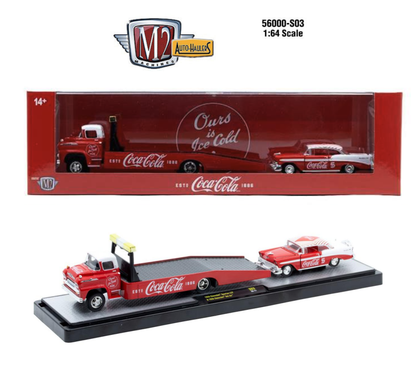 1958 Chevrolet Spartan LCF &amp; 1956 Chevrolet Bel Air – M2 Machines 1:64 Coca-Cola Auto-Haulers Release S03 – 56000-S03-A