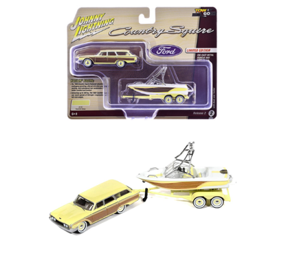 Johnny Lightning 1:64 1960 Ford Country Squire avec bateau Mastercraft – Yosemite Yellow – JLBT024-2-2