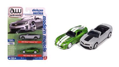 Duo Pack 2013 Chevrolet Camaro ZL1 &amp; 2017 Dodge Viper GTC – Auto World 1:64 – AW2PK008-B-2