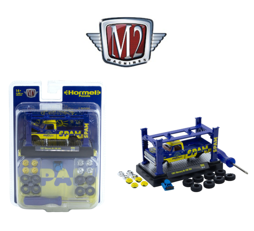 M2 Machines 1:64 Mercury M-100 4X4 Pickup Truck 1967 – Livrée SPAM – Model Kits Series 88 – 37000-88-C