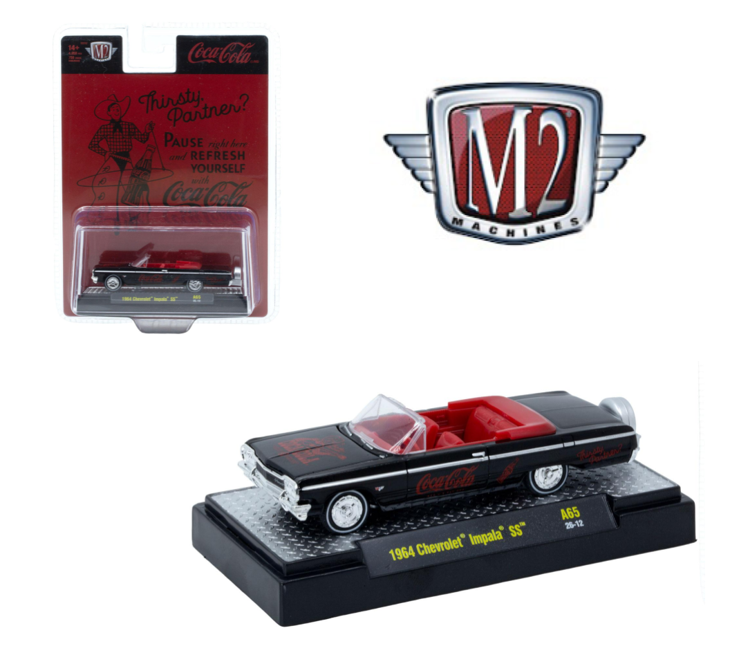 M2 Machines 1:64 Coca-Cola 1964 Chevrolet Impala SS – Black &amp; Red – 52500-A65-A
