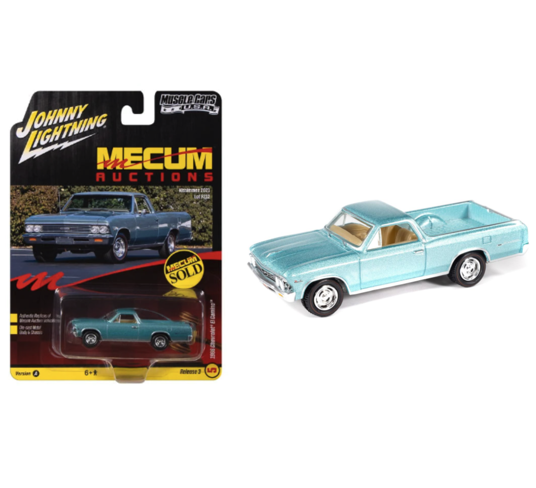 Johnny Lightning 1:64 Muscle Cars USA 1966 Chevrolet El Camino – Artesian Turquoise – Mecum Auctions – JLMC035-3A-5