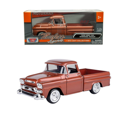 1958 GMC 100 Wideside Pickup – Brun métallisé – Motormax 1:24 Timeless Legends – 79385BRN