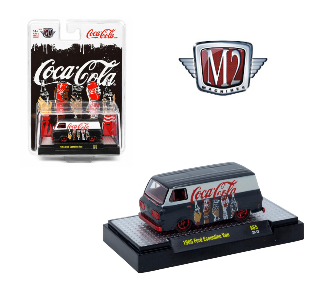 CHASE CAR – M2 Machines 1:64 Coca-Cola 1965 Ford Econoline Van – Black – Red Chrome Wheels – 52500-A65-B-CHASE