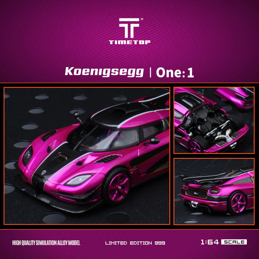 TimeTop 1/64-Time Top 1:64 Koenigsegg One1 - Pearl Rose Red TT644815