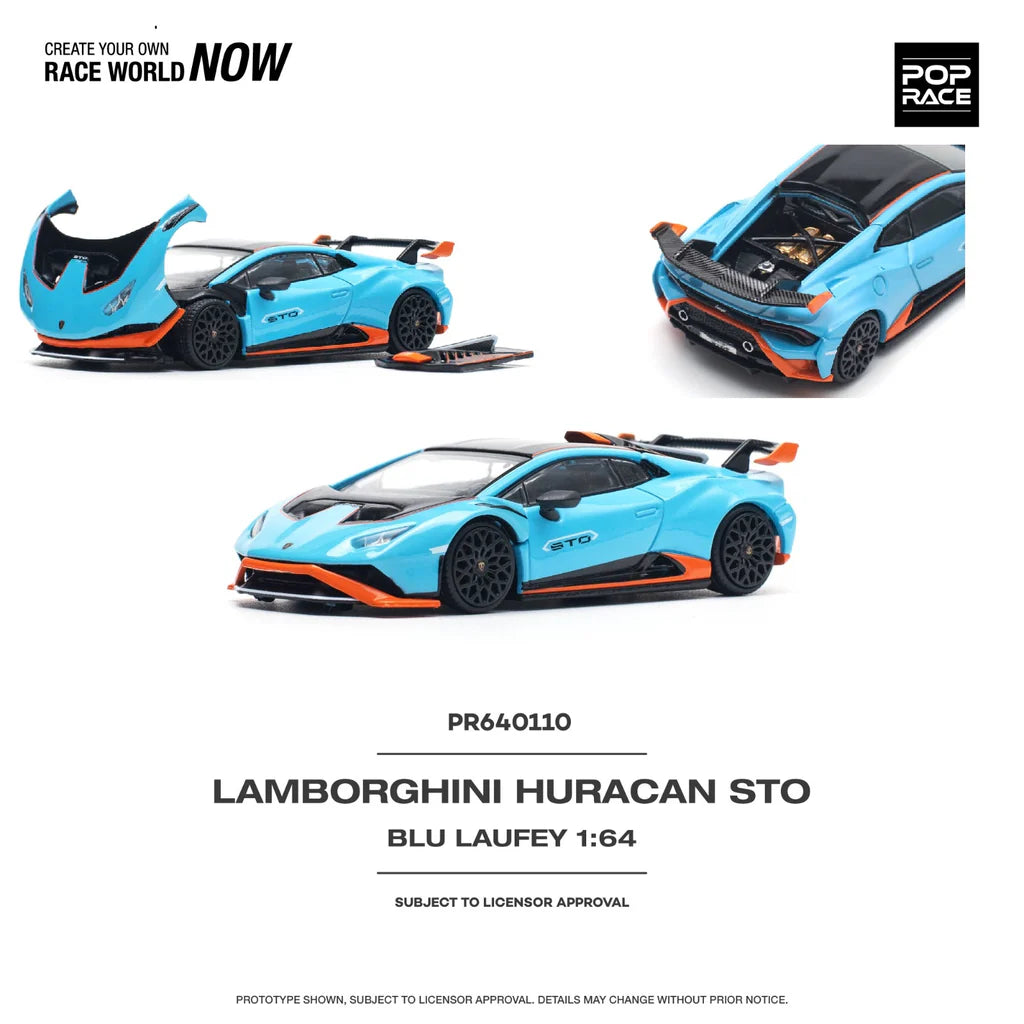 POPRACE 1/64, LAMBORGHINI HURACÁN STO BLU LAUFEY/ARANCIO XANTO