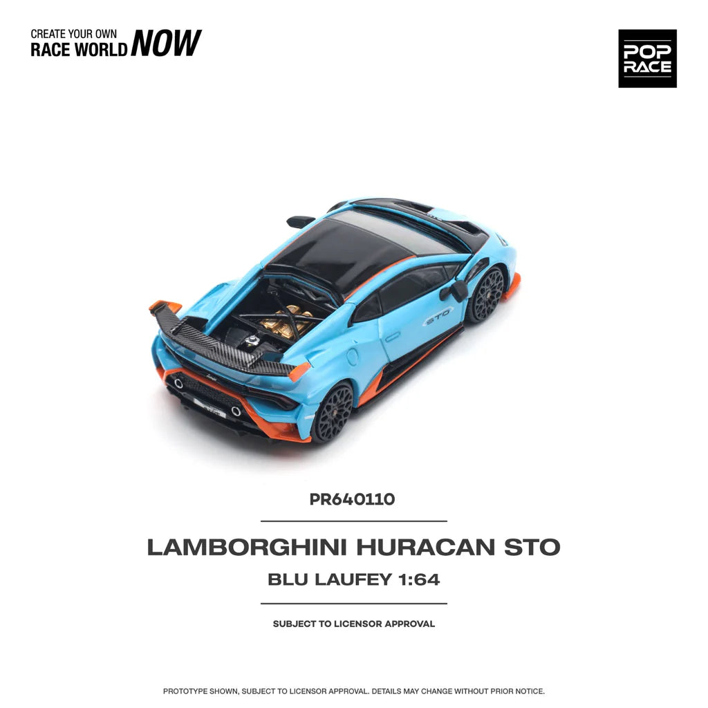 POPRACE 1/64, LAMBORGHINI HURACÁN STO BLU LAUFEY/ARANCIO XANTO
