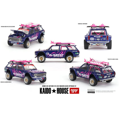 VOIR NOTE LEST ONE LE DERNIER BOÎTE OUVERTE OPNE BOXKaido House x Mini GT - Datsun 510 4×4 Wagon Kaido Offroad V2- Purple (KHMG149)