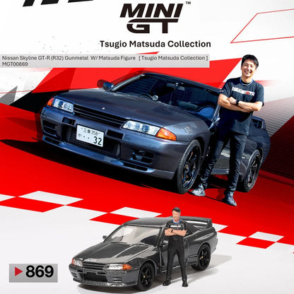 MINI GT-Nissan Skyline GT-R (R32) Nismo Gunmetal w/ Matsuda Figure MGT00869-R