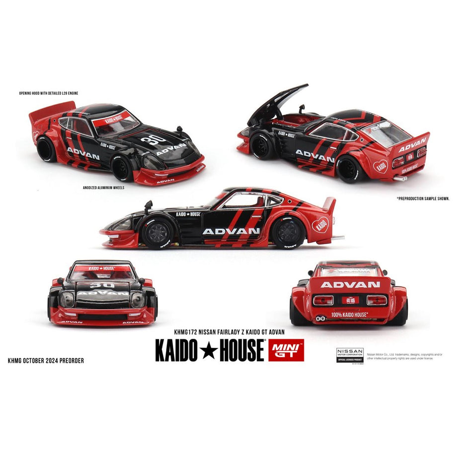 Kaido House x Mini GT - Nissan Fairlady Z Kaido GT ADVAN – Black (KHMG172)