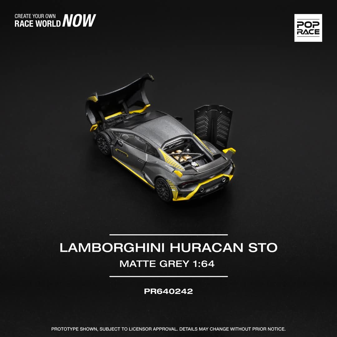 Lamborghini Huracán STO Matte Grey 1:64 - POPRACE - PR640242