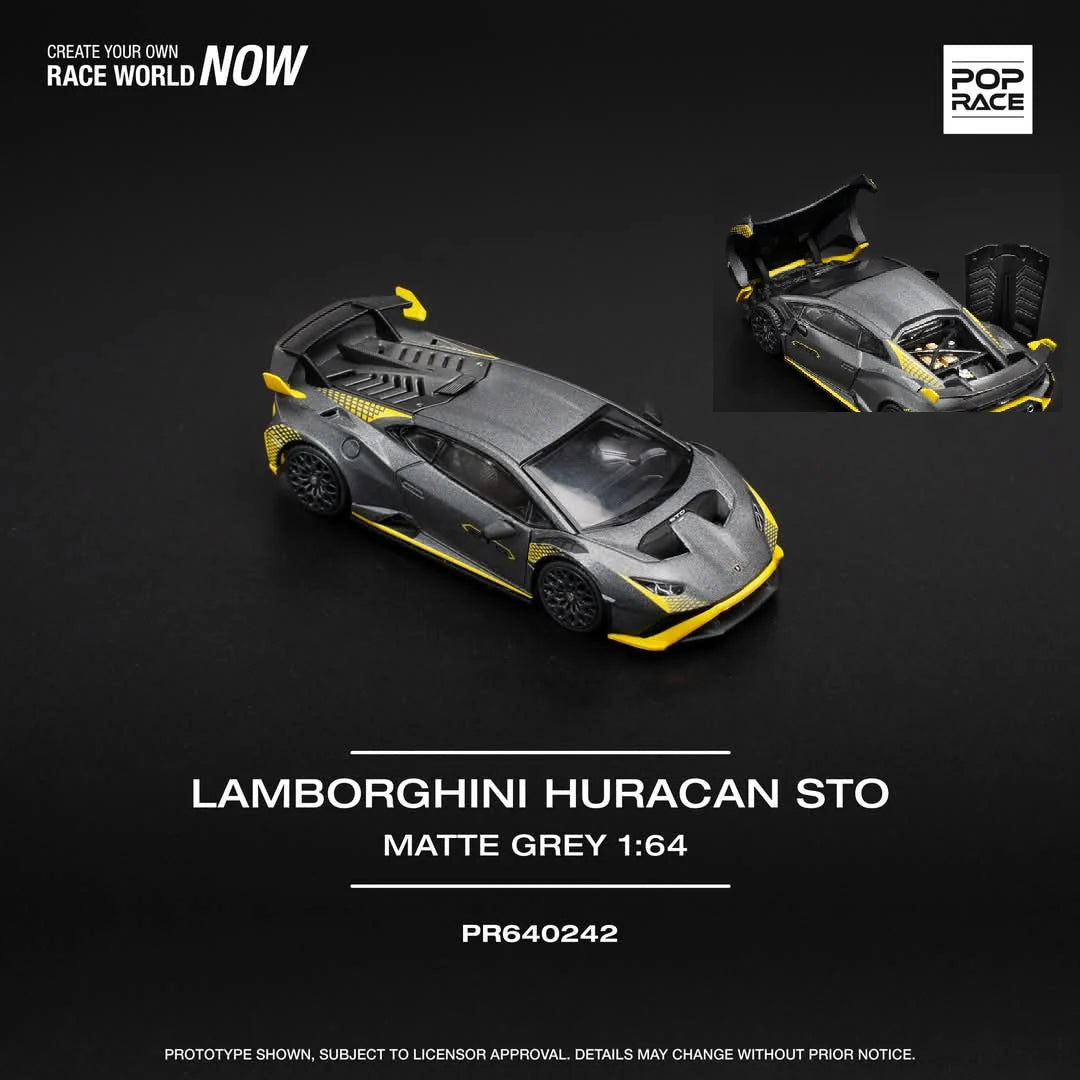 Lamborghini Huracán STO Matte Grey 1:64 - POPRACE - PR640242