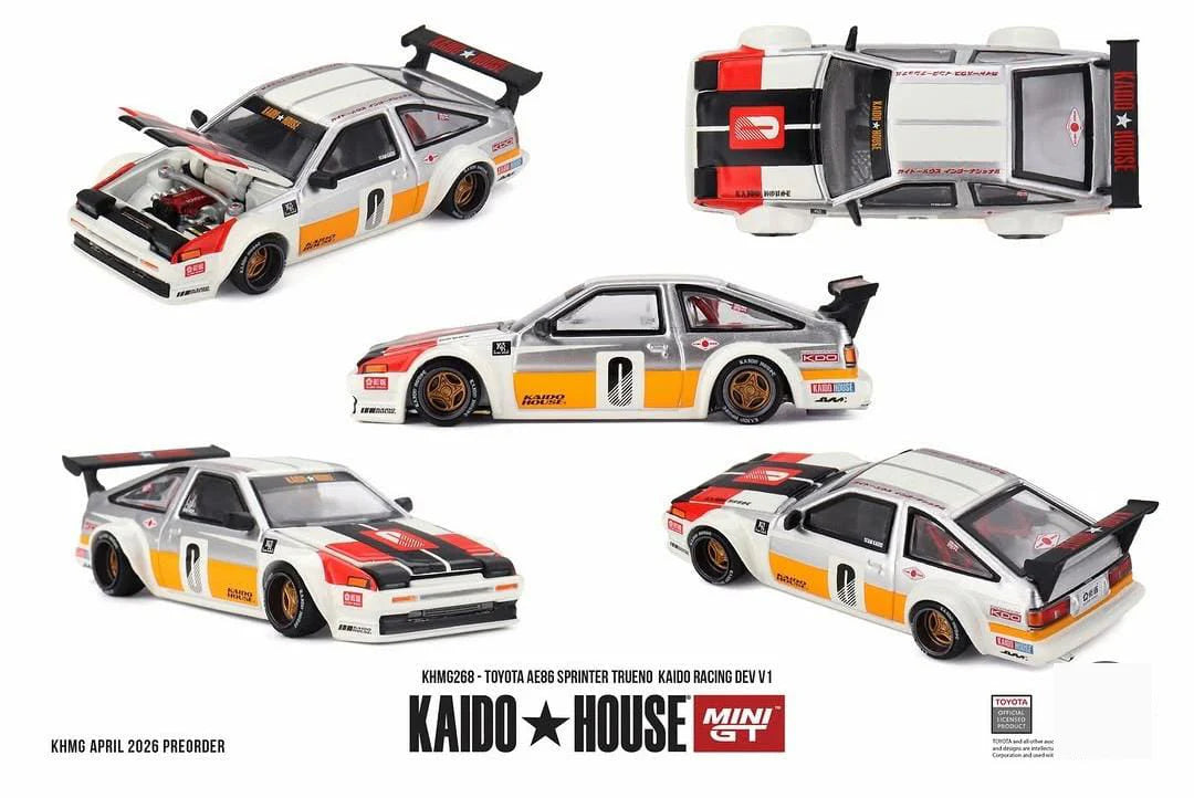 (PRE-ORDER 2026) Kaido House x Mini GT-Toyota AE86 Sprinter Trueno Kaido Racing Dev 1 KHMG268