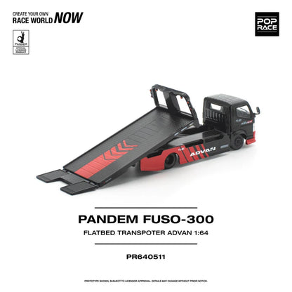 (PRE-ORDER 2026) POPRACE 1:64 PANDEM Fuso 300 transporteur plateau ADVAN PR640511