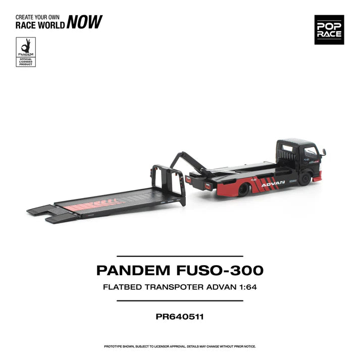 (PRE-ORDER 2026) POPRACE 1:64 PANDEM Fuso 300 transporteur plateau ADVAN PR640511