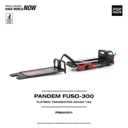 (PRE-ORDER 2026) POPRACE 1:64 PANDEM Fuso 300 transporteur plateau ADVAN PR640511