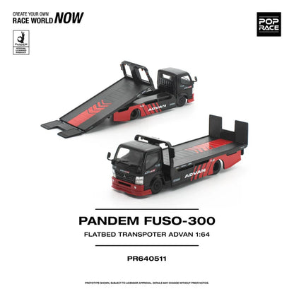 (PRE-ORDER 2026) POPRACE 1:64 PANDEM Fuso 300 transporteur plateau ADVAN PR640511