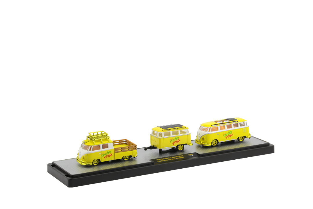 Chase Cars-Mello Yello 1960 VW Double Cab Truck USA Model &amp; 1960 VW Microbus Deluxe USA Model