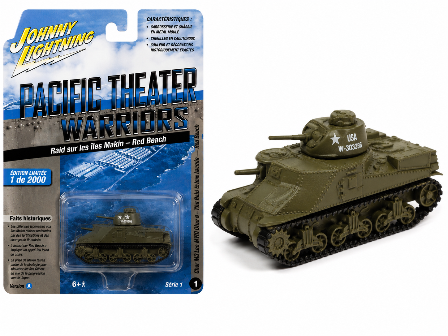 WWII M3 Lee Tank Olive Drab “The Raid on Makin Islands - Red Beach” – Johnny Lightning Pacific Theater Warriors (JLML007-1A-C)