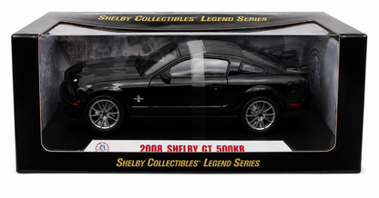 2008 Shelby GT 500KR Noir avec bandes noires – Shelby Collectibles Legend Series 1:18 (sc299/black)