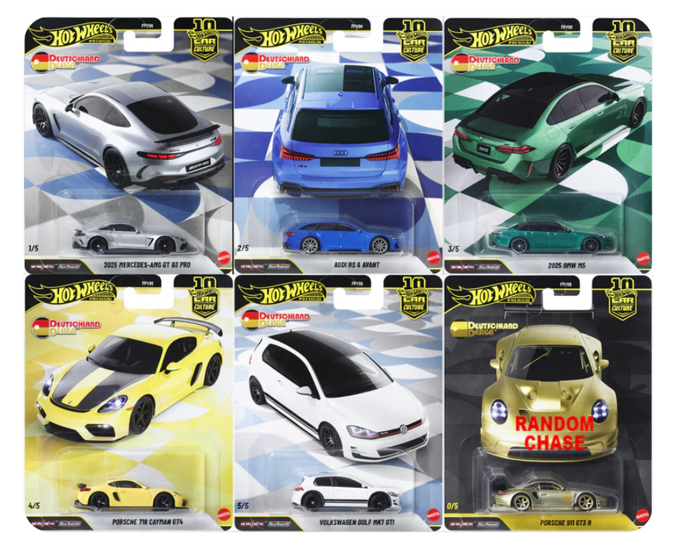 (PRE-ORDER 2026)  Hot Wheels 1:64 Car Culture 10th Anniversary 2026 W Case - DEUTSCHLAND DESIGN Assortment - FPY86-961W
