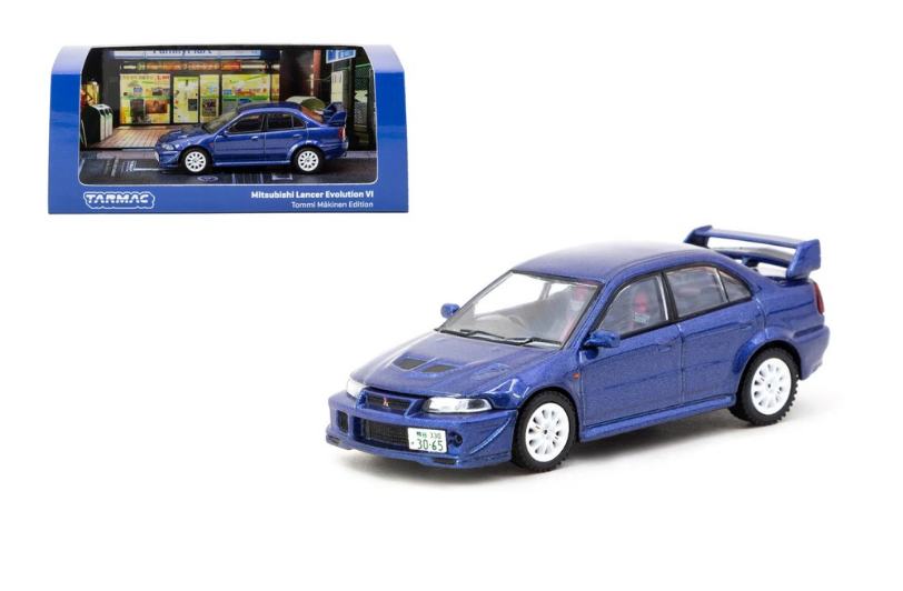 Tarmac Works Road64 1:64 Mitsubishi Lancer Evolution VI Tommi Mäkinen Edition Blue – T64R-021-TMEB