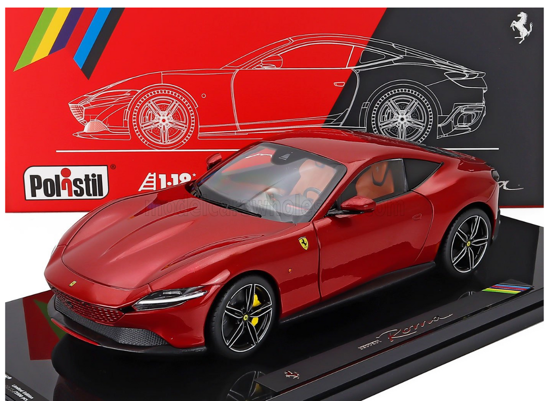 POLISTIL - 1/18-FERRARI - ROMA 2019 - WITH SHOWCASE - NUMBERED ONE BY ONE - ROSSO MAGMA
