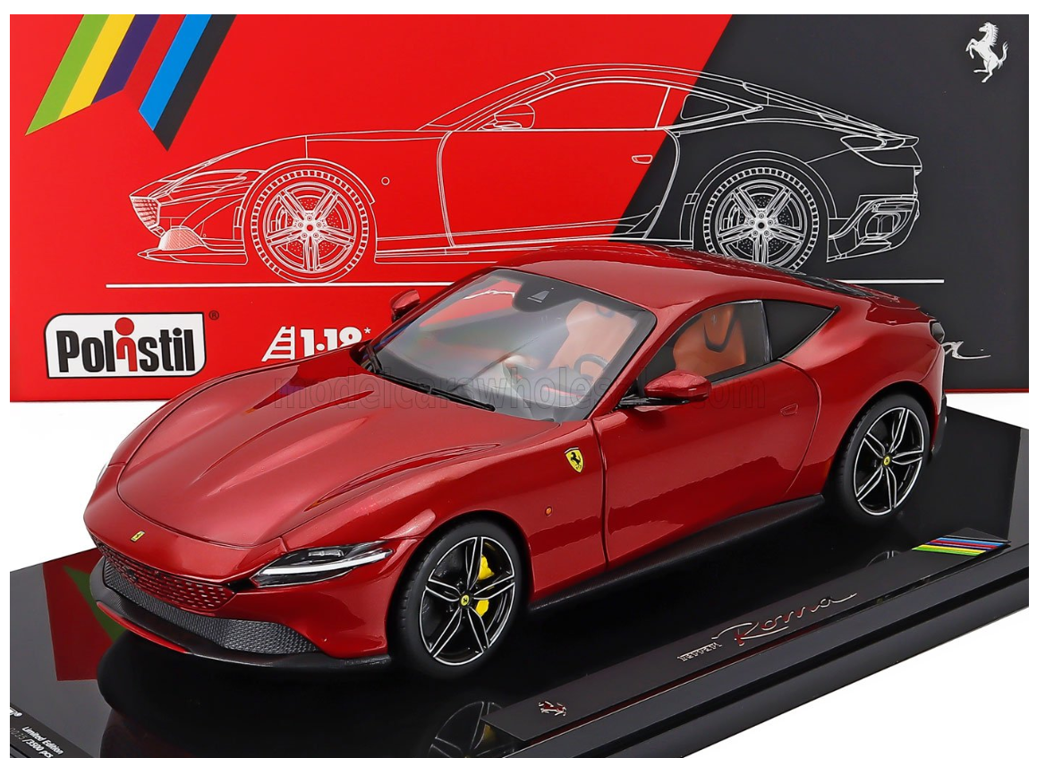 POLISTIL - 1/18-FERRARI - ROMA 2019 - WITH SHOWCASE - NUMBERED ONE BY ONE - ROSSO MAGMA