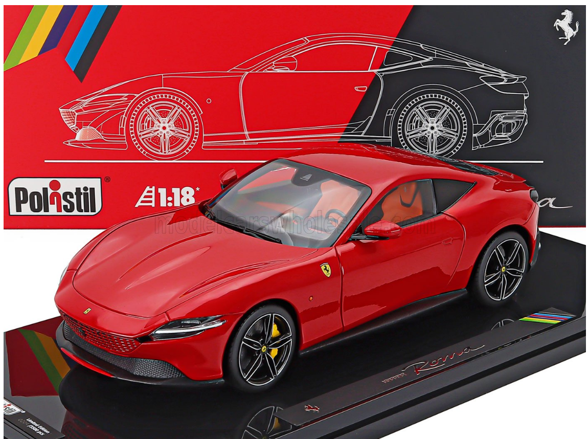 POLISTIL - 1/18- FERRARI -ROMA 2019 - WITH SHOWCASE - NUMBERED ONE BY ONE - ROSSO CORSA
