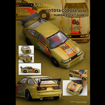 (PRE-ORDER 2026) Toyota AE86 Levin Pandem Rocket Bunny Gold INNO64 1:64 IN64-AE86P-GLD