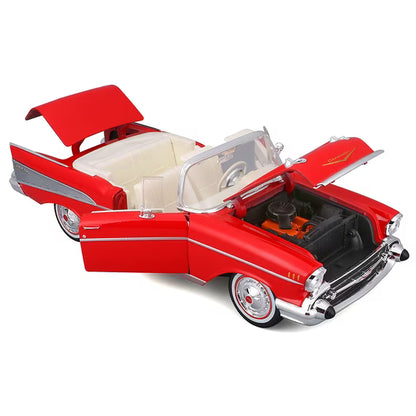 Maisto 1:18 Chevrolet Bel Air Convertible 1957 – Rouge avec intérieur blanc – Special Edition – 31476RD