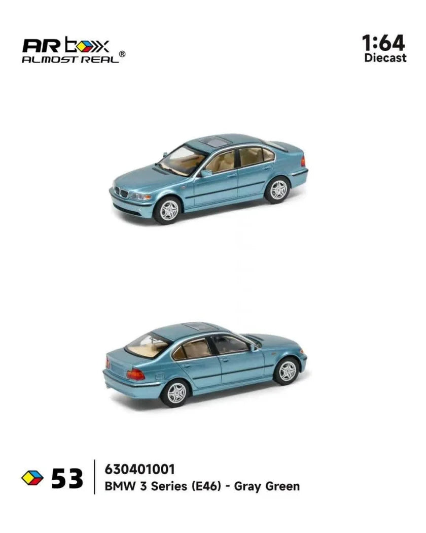 (PRE-ORDER 2027) Almost Real 1:64 BMW Série 3 (E46) – Gris-vert – 630401001
