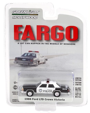 1986 Ford LTD Crown Victoria White and Black "Brainerd Police" (Minnesota) "Fargo" (1996) Movie.