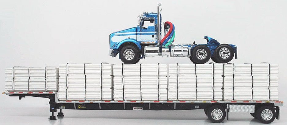 Kenworth T800 Day Cab w Stepdeck Trailer &amp; Pipe Load