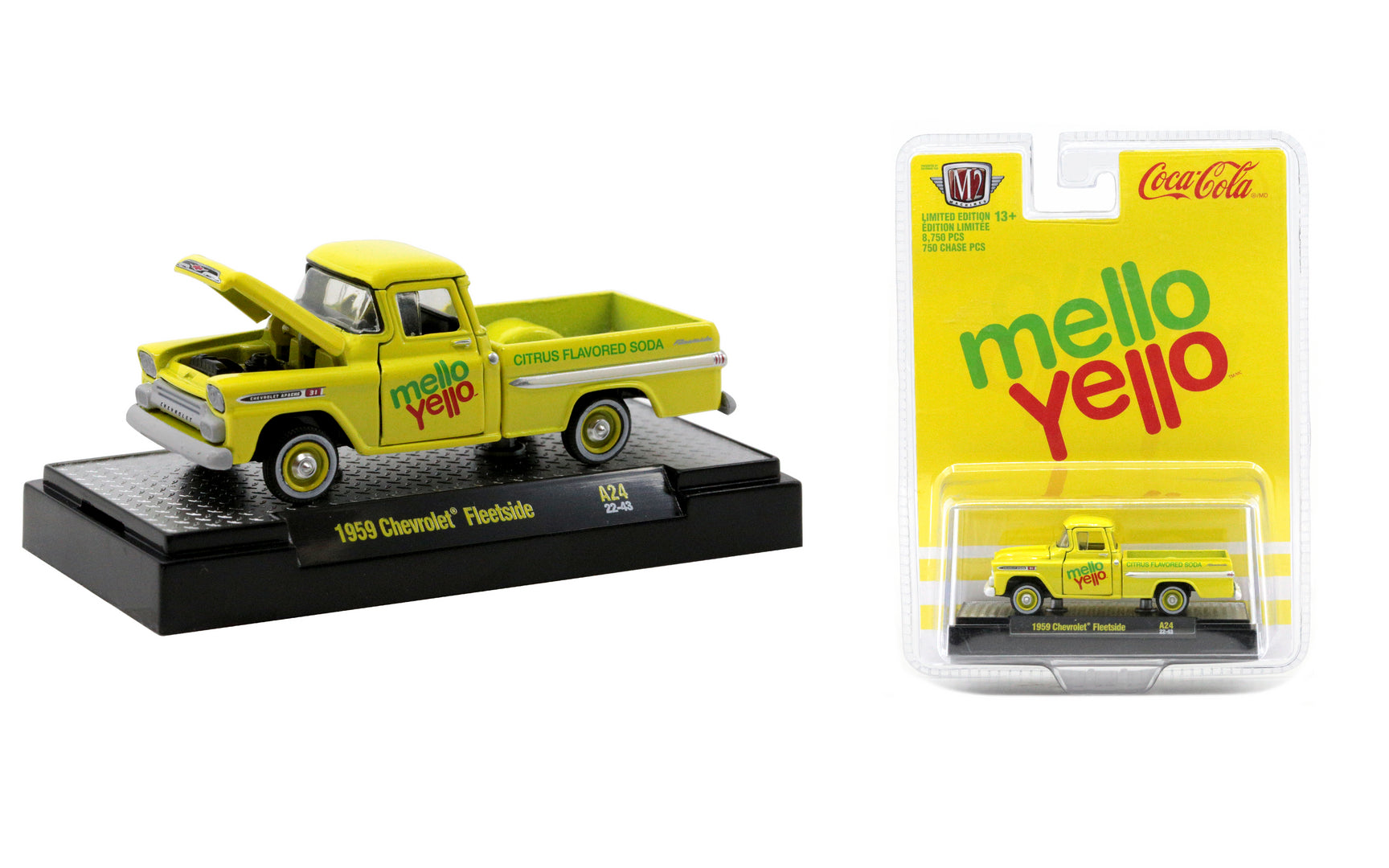 1959 CHEVORLET FLEETSIDE, MELLO YELLOW, (Échelle-Scale 1:64)